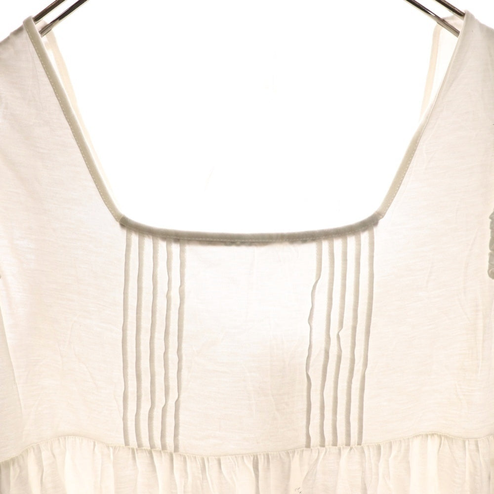 BURBERRY BLUE LABEL(バーバリーブルーレーベル) ロゴ刺繍 バーバリーチェック フリンジ付ノースリーブワンピース ホワイト レディース