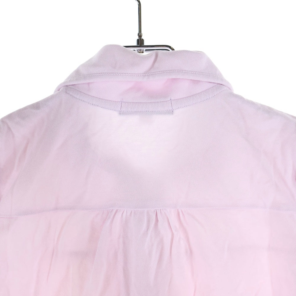 BURBERRY BLUE LABEL(バーバリーブルーレーベル) ロゴ刺繍 バーバリーチェック丸襟半袖ポロシャツ ピンク レディース