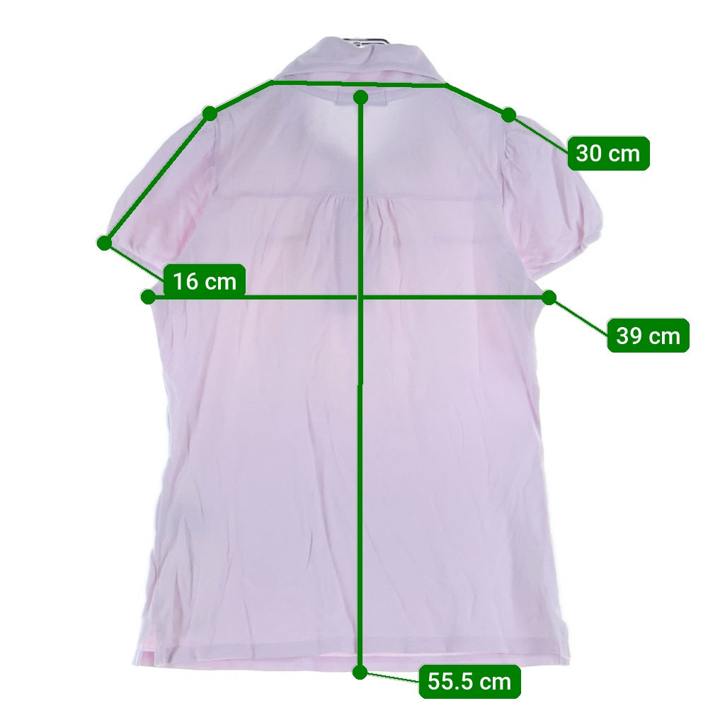 BURBERRY BLUE LABEL(バーバリーブルーレーベル) ロゴ刺繍 バーバリーチェック丸襟半袖ポロシャツ ピンク レディース