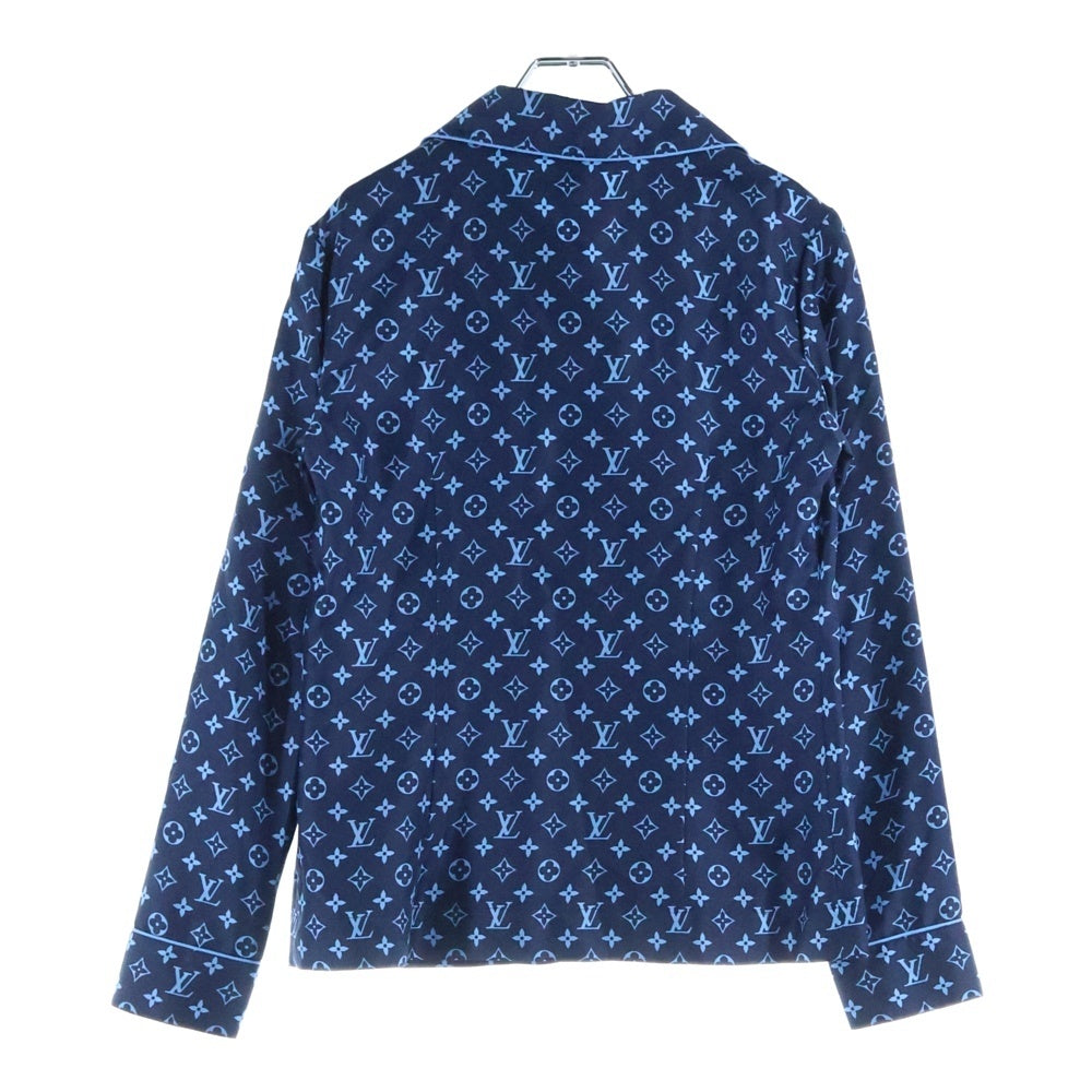 LOUIS VUITTON(ルイヴィトン) 22AW モノグラム 総柄 シルク ロングスリーブ 長袖 パジャマシャツ ネイビー RW222W PR0 FNBL50
