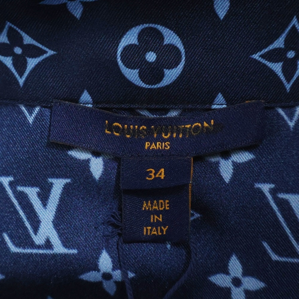 LOUIS VUITTON(ルイヴィトン) 22AW モノグラム 総柄 シルク ロングスリーブ 長袖 パジャマシャツ ネイビー RW222W PR0 FNBL50