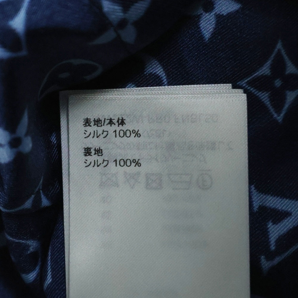 LOUIS VUITTON(ルイヴィトン) 22AW モノグラム 総柄 シルク ロングスリーブ 長袖 パジャマシャツ ネイビー RW222W PR0 FNBL50