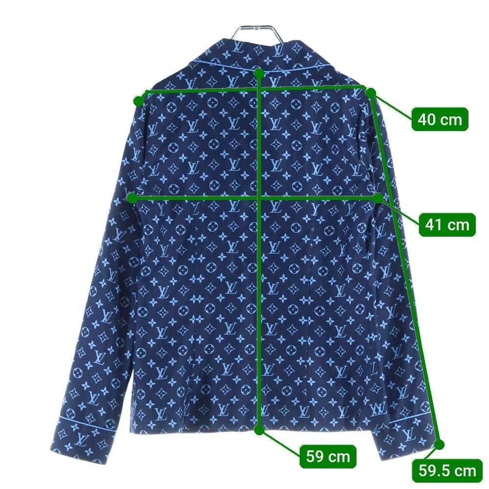 LOUIS VUITTON(ルイヴィトン) 22AW モノグラム 総柄 シルク ロングスリーブ 長袖 パジャマシャツ ネイビー RW222W PR0 FNBL50