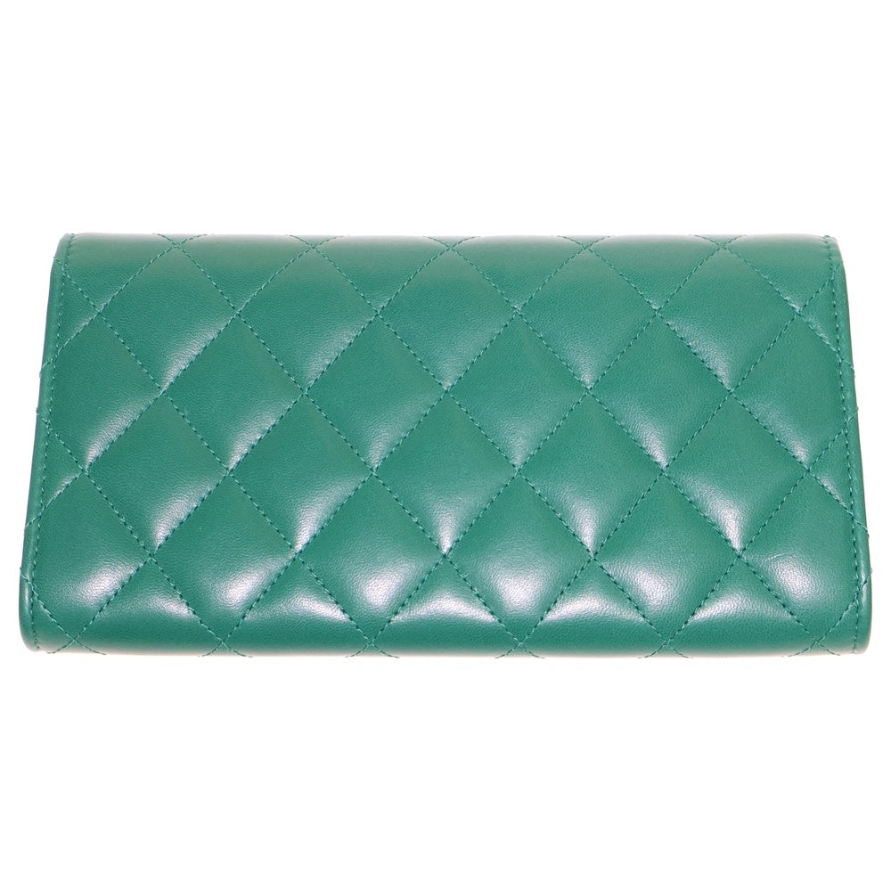 CHANEL(シャネル) マトラッセ タイムレスクラシック ラムレザー ロングフラップウォレット 長財布 グリーン