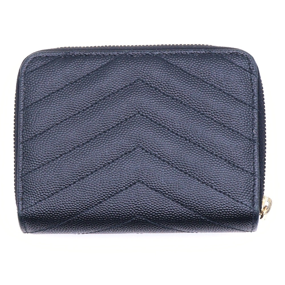 SAINT LAURENT PARIS(サンローランパリ) モノグラム カサンドラ YSLロゴ レザーコンパクトウォレット 財布 ブラック×ゴールド 403723