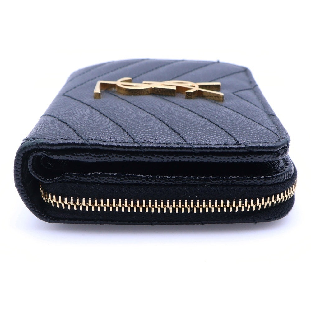 SAINT LAURENT PARIS(サンローランパリ) モノグラム カサンドラ YSLロゴ レザーコンパクトウォレット 財布 ブラック×ゴールド 403723