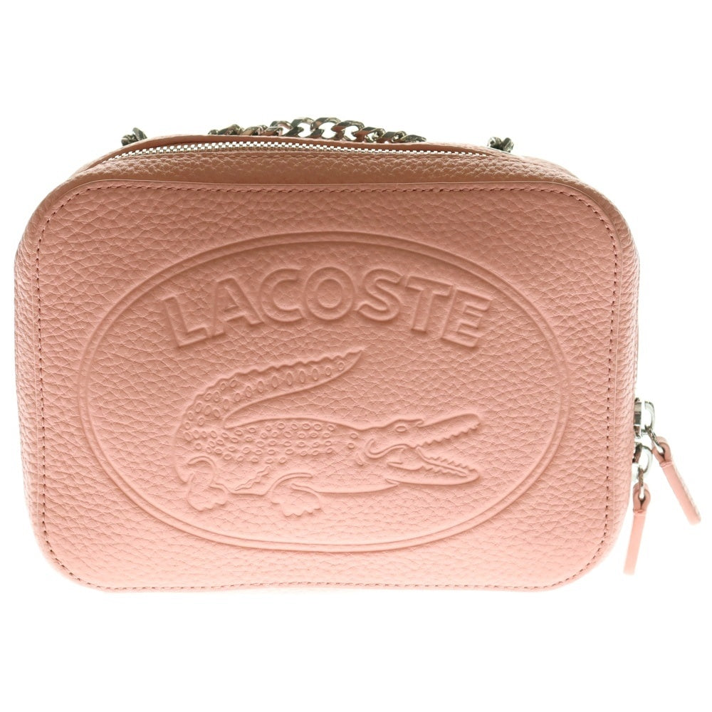 LACOSTE(ラコステ) ロゴ レザーチェーンショルダーバッグ ピンク