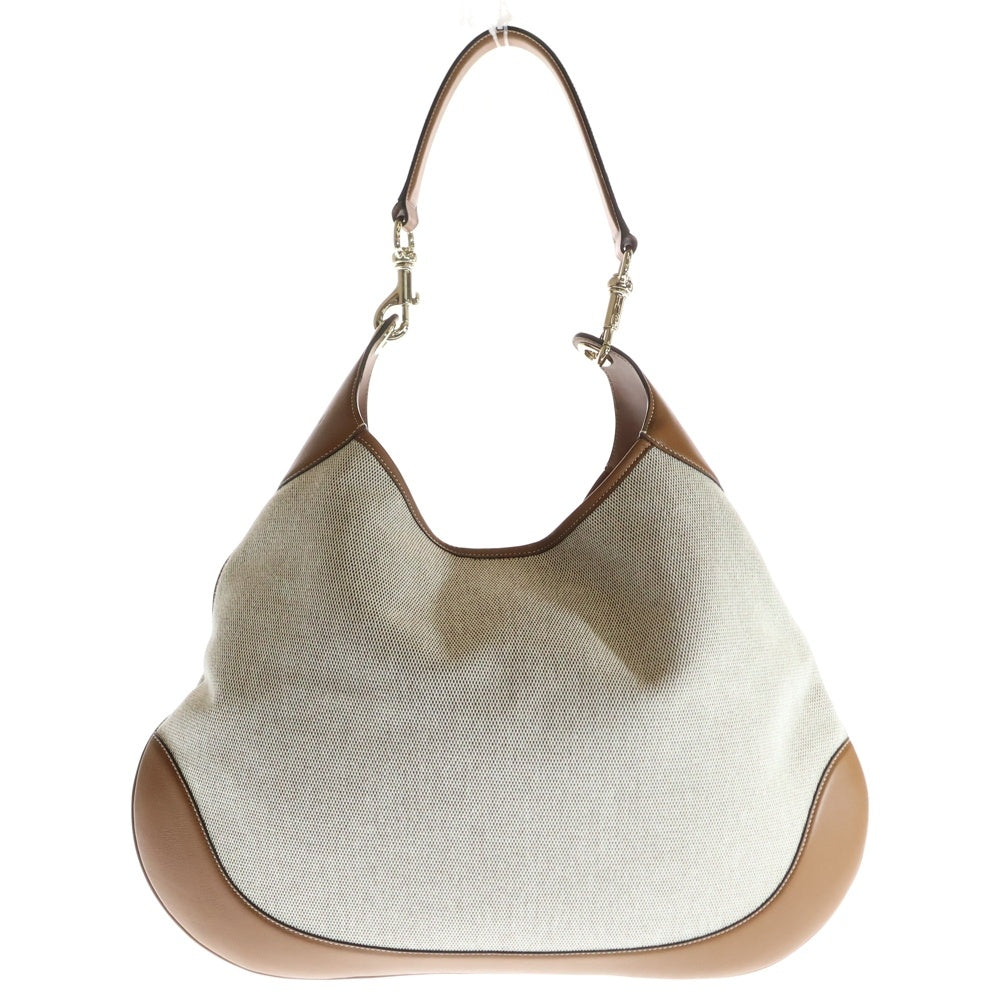 GUCCI(グッチ) GUCCI B ラージ キャンバス レザー ワンショルダー トートバッグ ゴールド金具 ベージュ/ブラウン 815924