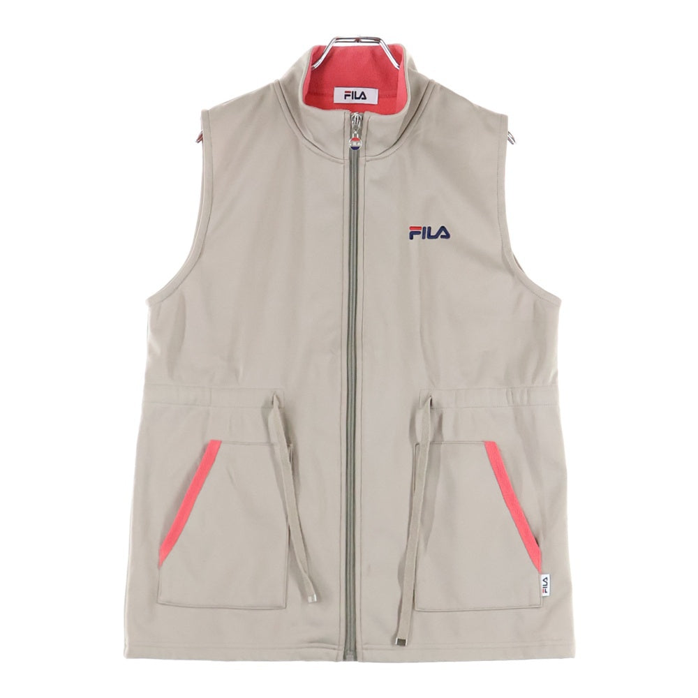 FILA(フィラ) ロゴ刺繍ジップノースリーブ ブルゾン ベスト ベージュ