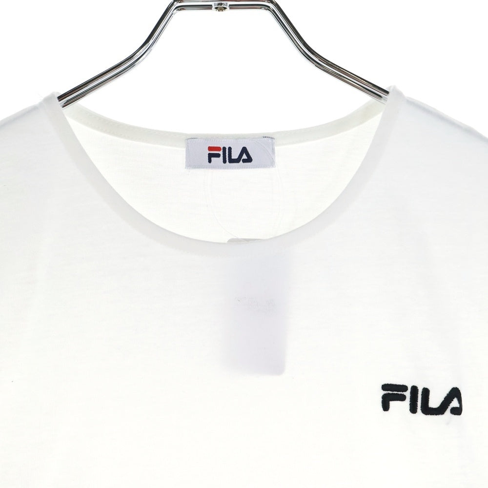FILA(フィラ) ロゴ刺繍 長袖 Tシャツ ホワイト