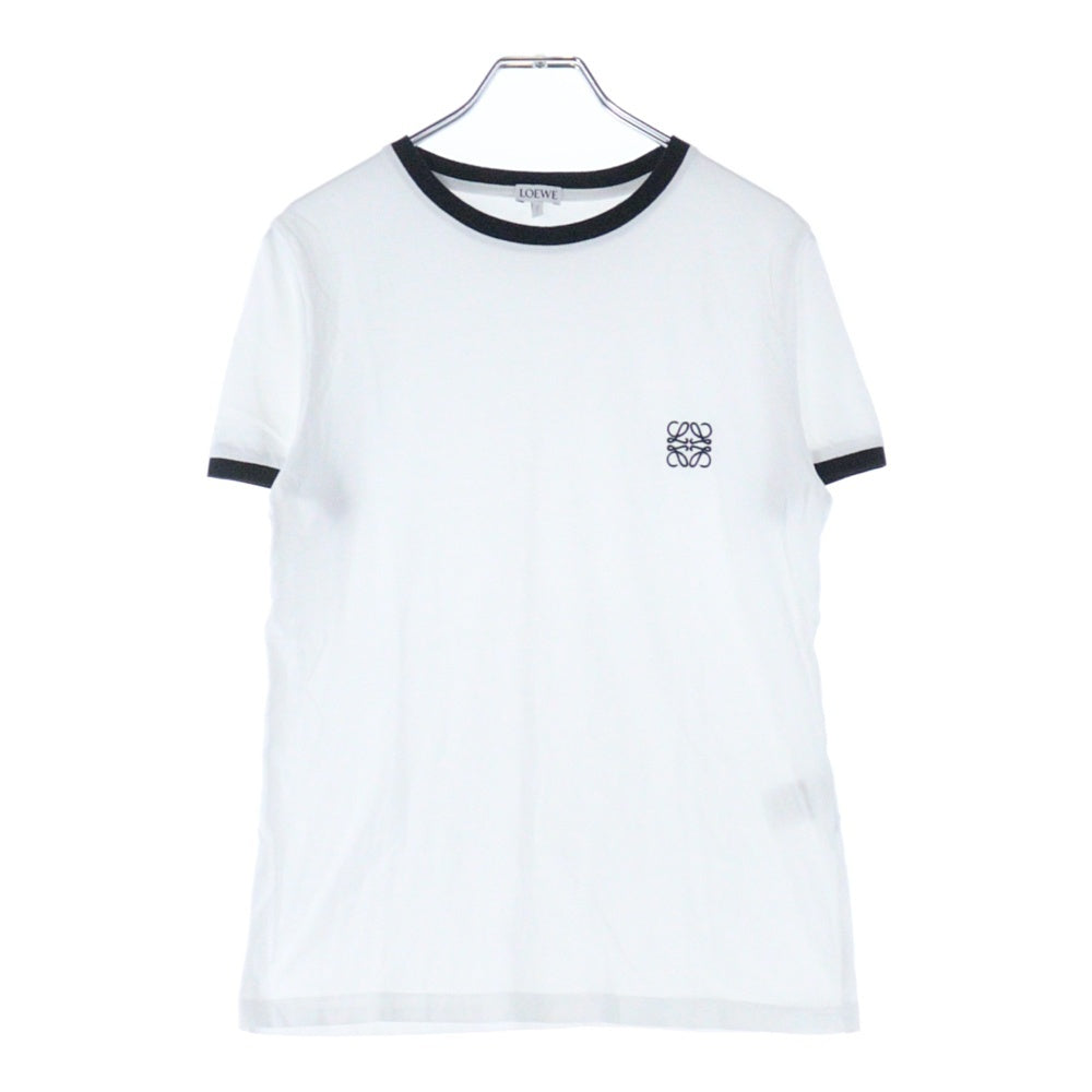 LOEWE(ロエベ) 22SS アナグラムロゴ刺繍 バイカラー クルーネック 半袖Tシャツ カットソー ホワイト/ブラック レディース S359Y22X28