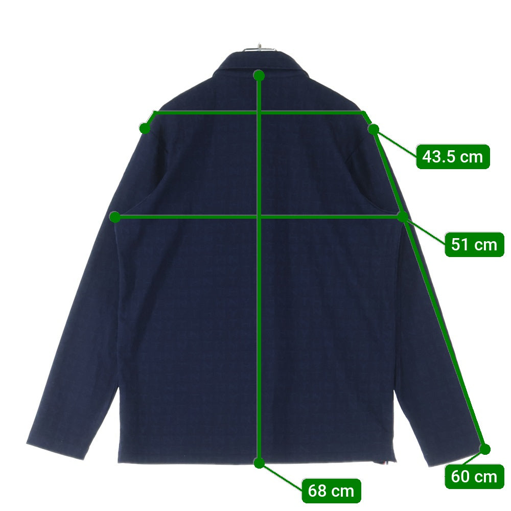 TOMMY HILFIGER(トミーヒルフィガー) ロゴ 総柄長袖ポロシャツ ネイビー