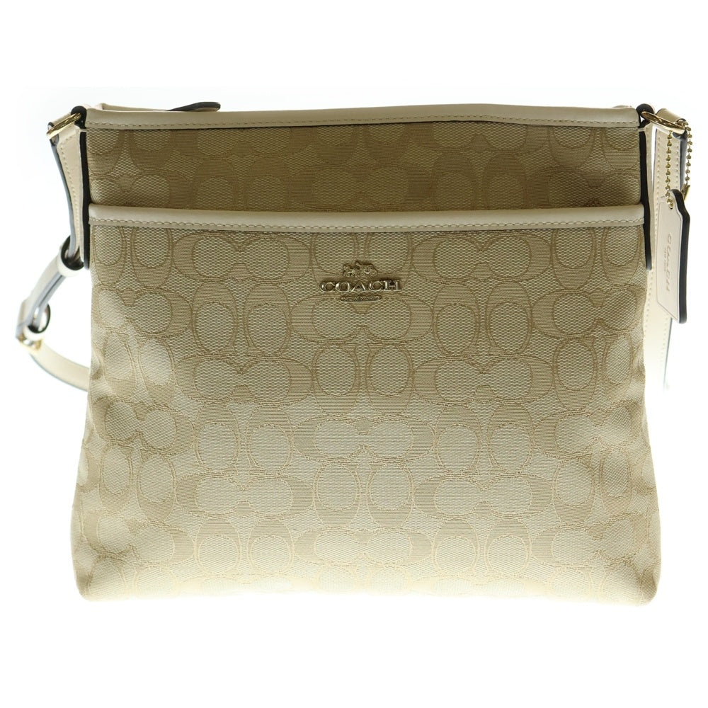 COACH(コーチ) ショルダーバッグ サコッシュ ホワイト×ベージュ レザー×キャンバス ゴールド金具