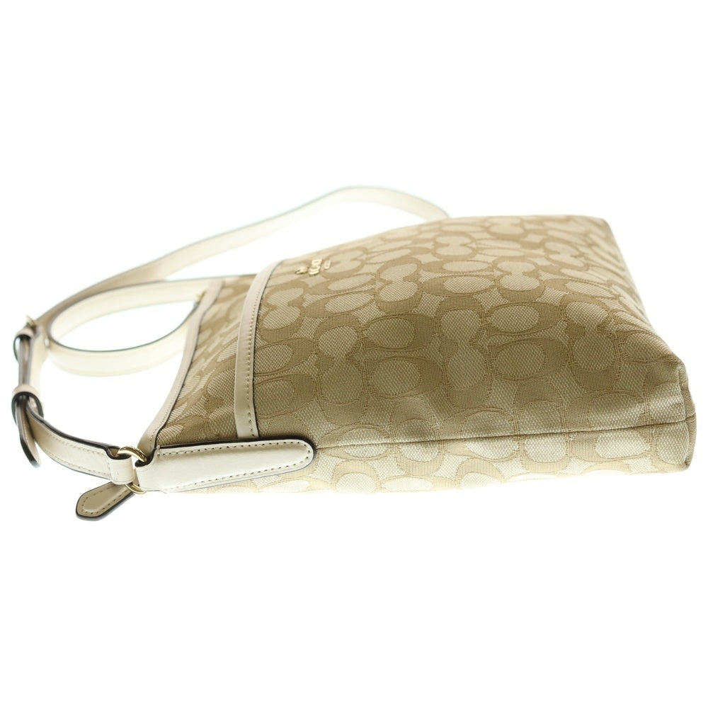 COACH(コーチ) ショルダーバッグ サコッシュ ホワイト×ベージュ レザー×キャンバス ゴールド金具