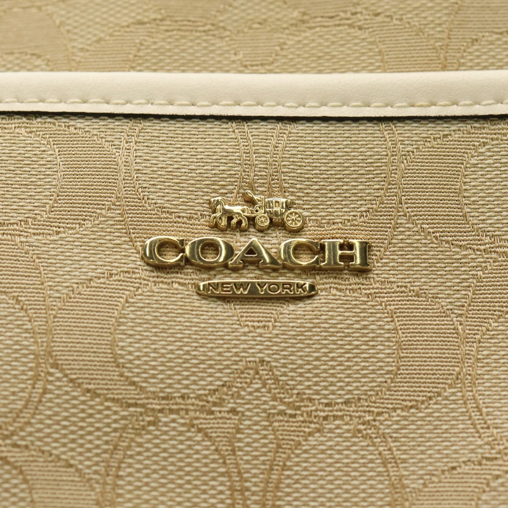COACH(コーチ) ショルダーバッグ サコッシュ ホワイト×ベージュ レザー×キャンバス ゴールド金具