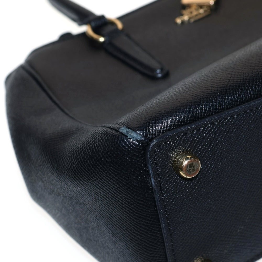 COACH(コーチ) ネームタグ付 2WAY ロゴレザーショルダーバッグ ハンドバッグ ブラック F44962