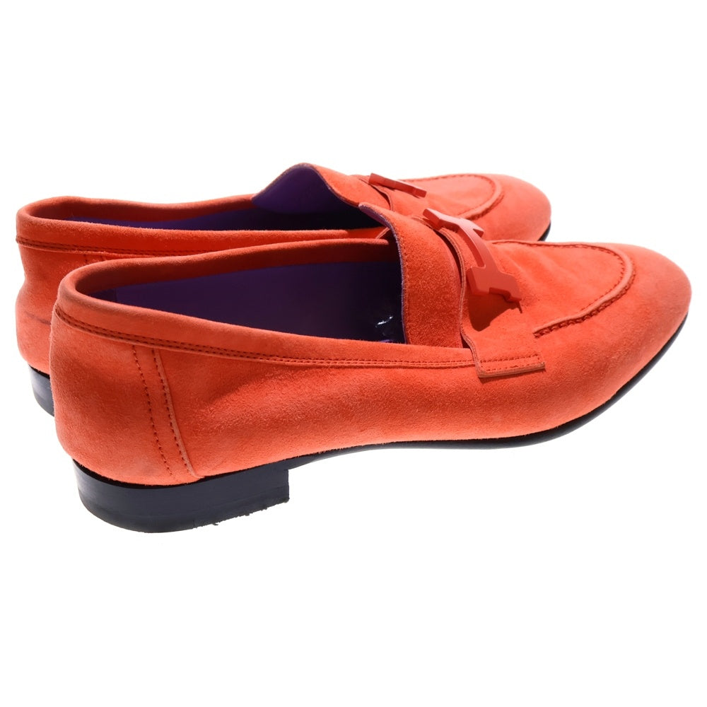 HERMES(エルメス) コンスタンス Hロゴバックル スエードレザー フラット ローカットシューズ ローファー オレンジ レディース