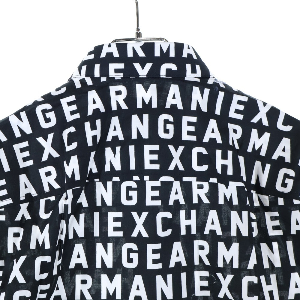 Armani Exchange(アルマーニ エクスチェンジ) 比翼 ロゴ 半袖シャツ ブラック×ホワイト 3DZC04