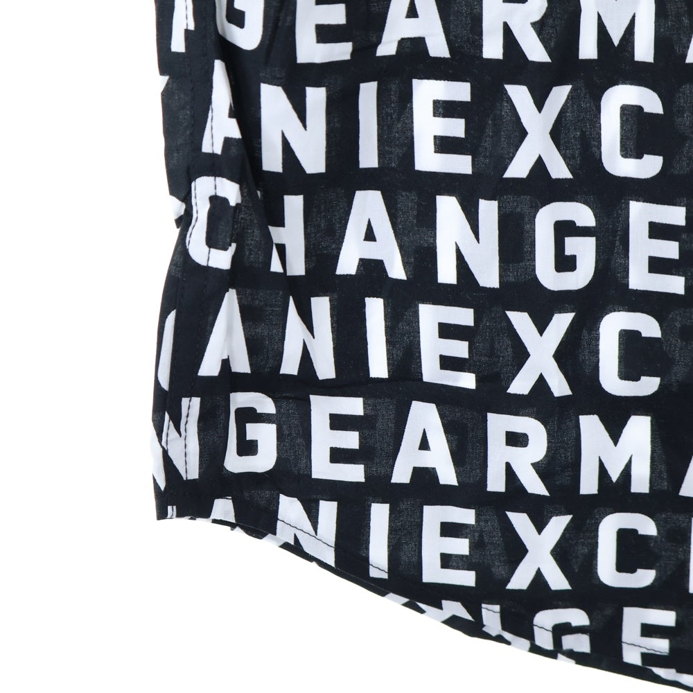 Armani Exchange(アルマーニ エクスチェンジ) 比翼 ロゴ 半袖シャツ ブラック×ホワイト 3DZC04