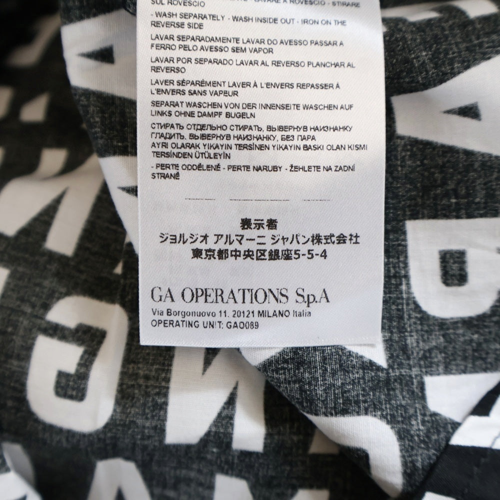 Armani Exchange(アルマーニ エクスチェンジ) 比翼 ロゴ 半袖シャツ ブラック×ホワイト 3DZC04