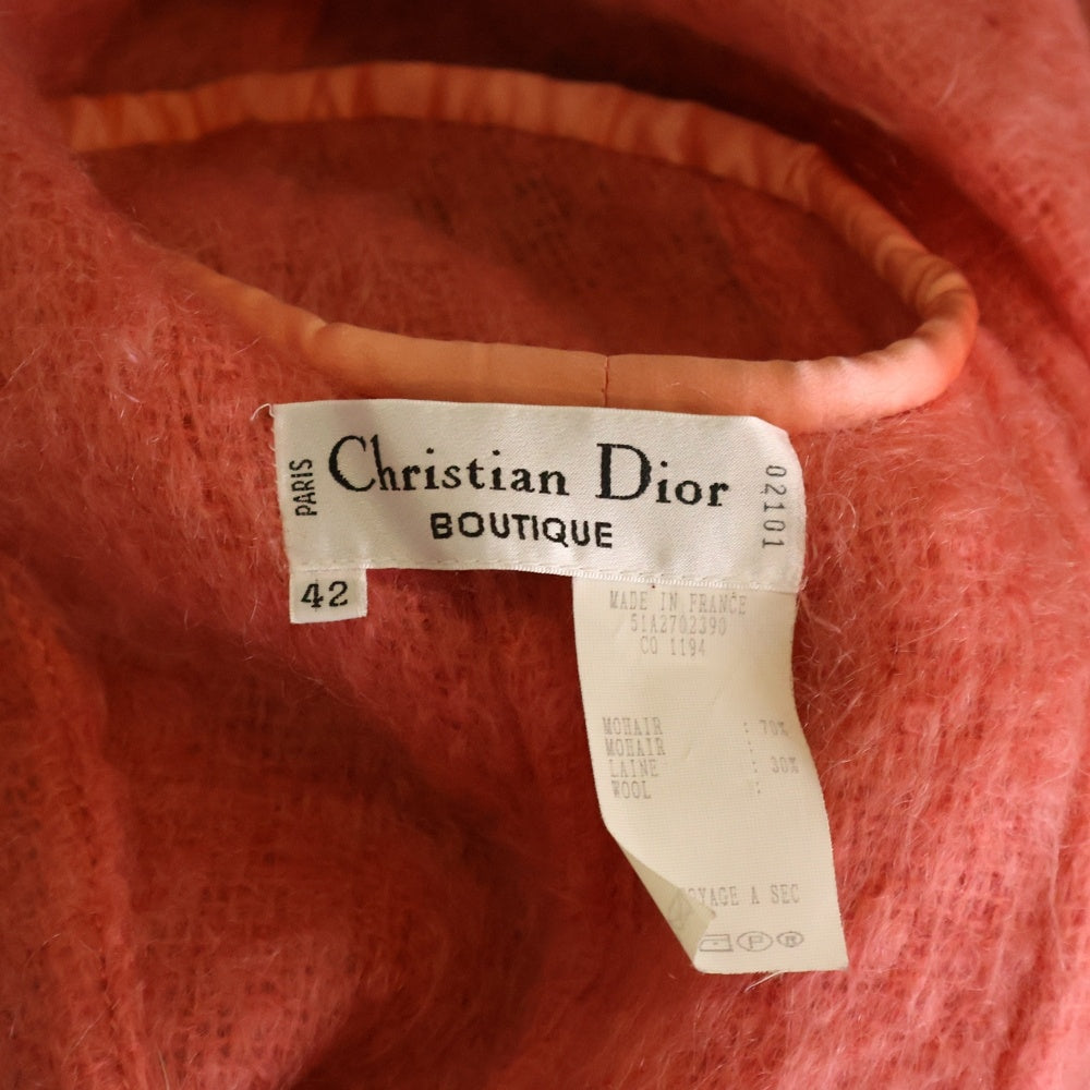 Christian Dior(クリスチャンディオール) モヘア ウール シルクパイピング ニット テーラードジャケットジャケット カーディガン ピンク J702390