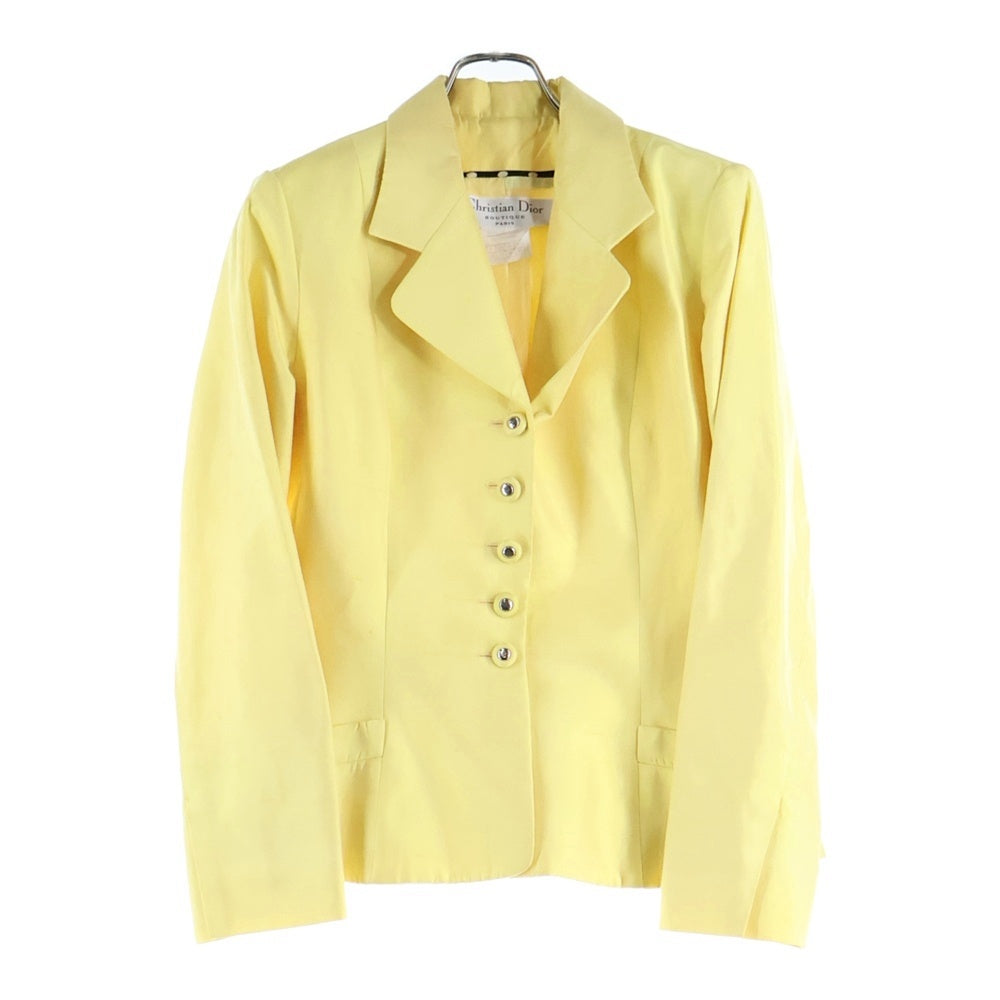 Christian Dior(クリスチャンディオール) コットン シルク ロゴボタン 5B テーラードジャケット イエロー レディース 7E12020096