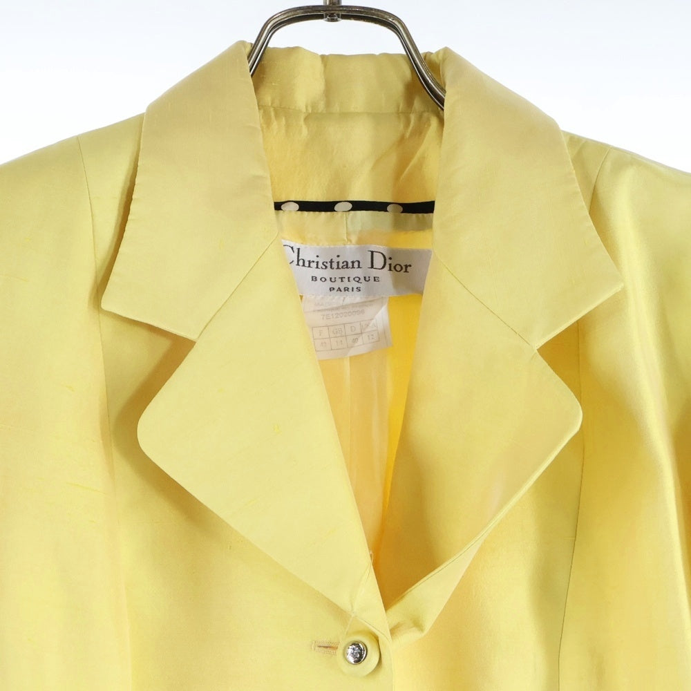Christian Dior(クリスチャンディオール) コットン シルク ロゴボタン 5B テーラードジャケット イエロー レディース 7E12020096
