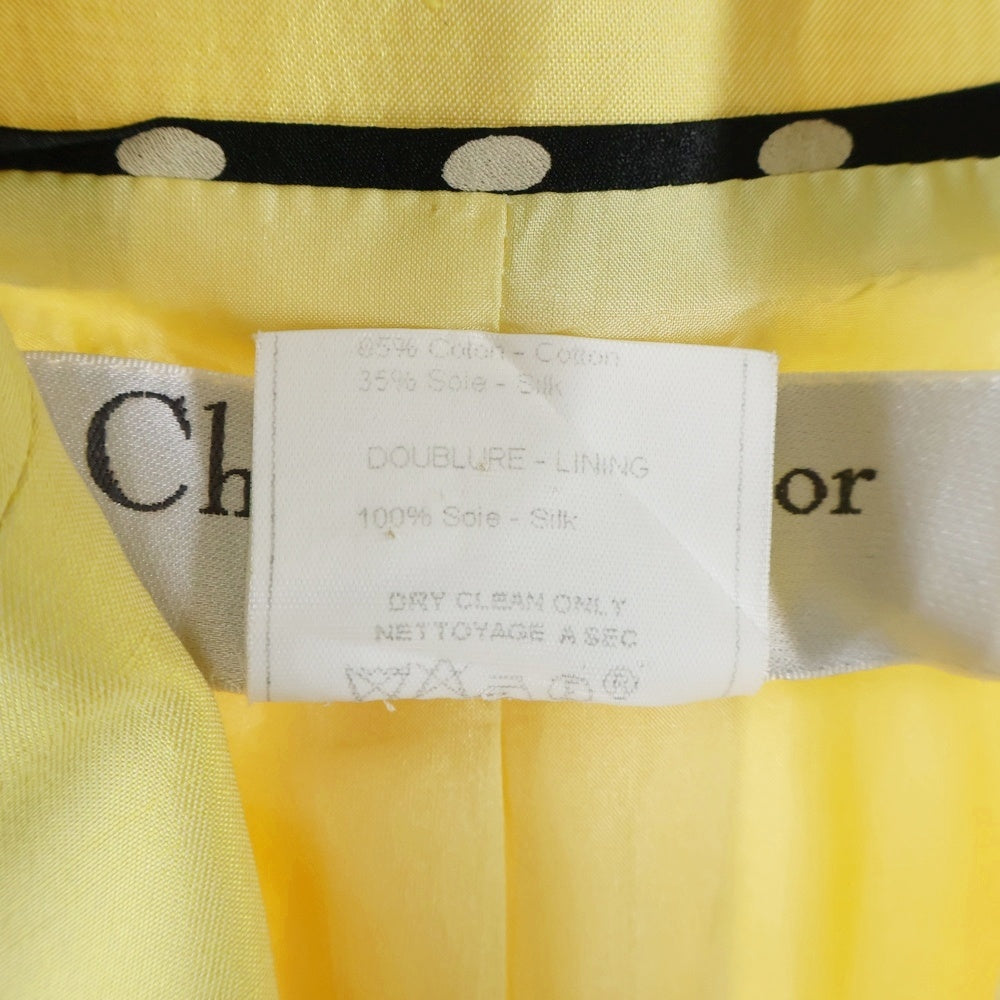Christian Dior(クリスチャンディオール) コットン シルク ロゴボタン 5B テーラードジャケット イエロー レディース 7E12020096