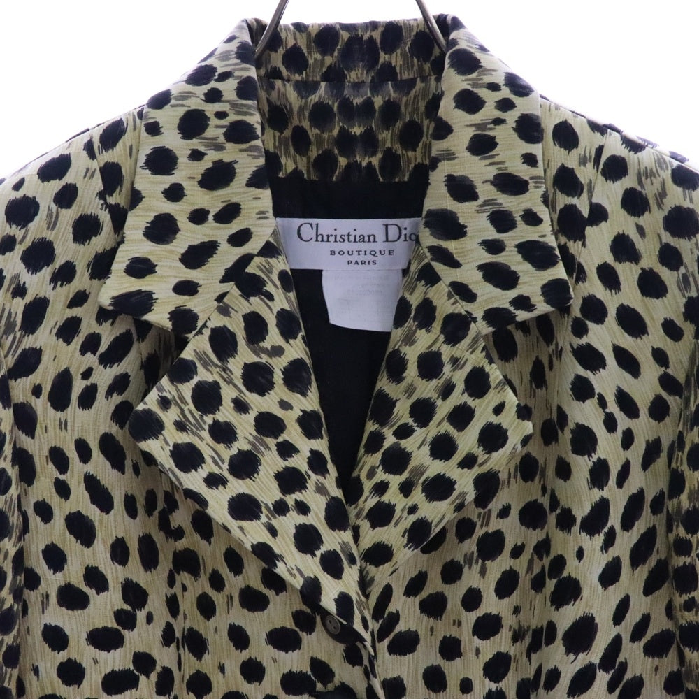 Christian Dior(クリスチャンディオール) ウッドボタン レオパードシングルテーラードジャケット ブラック/イエロー Q020098