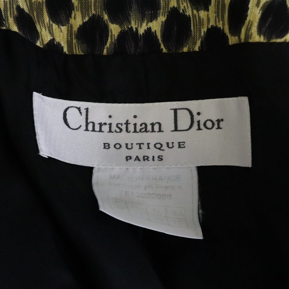 Christian Dior(クリスチャンディオール) ウッドボタン レオパードシングルテーラードジャケット ブラック/イエロー Q020098
