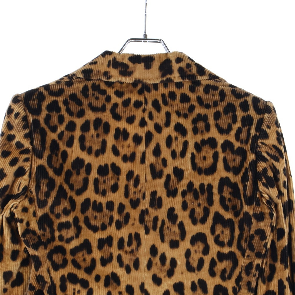 DOLCE & GABBANA(ドルチェアンドガッバーナ) レオパード総柄 コーデュロイ 2B テーラードジャケット ブラウン F2668T