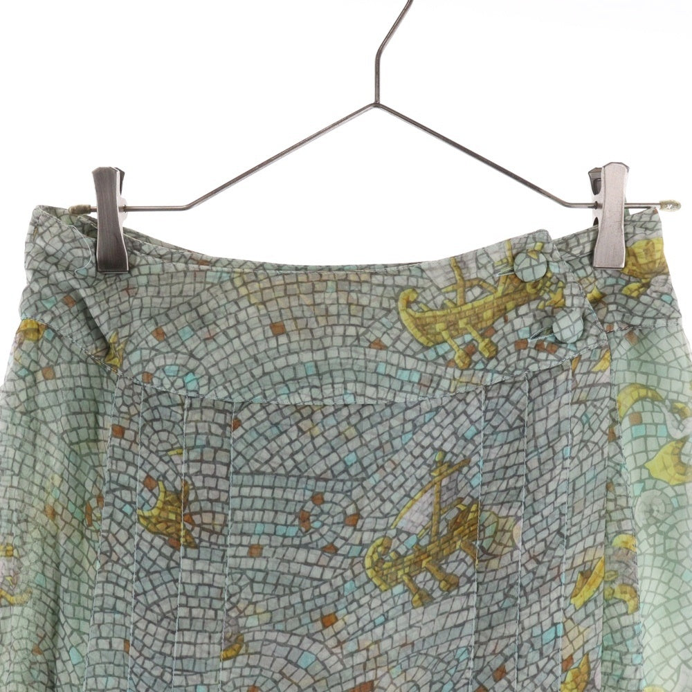 HERMES(エルメス) ロングスカート シルク オリーブグリーン レディース