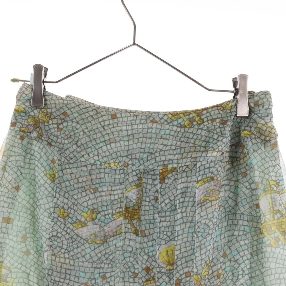 HERMES(エルメス) ロングスカート シルク オリーブグリーン レディース