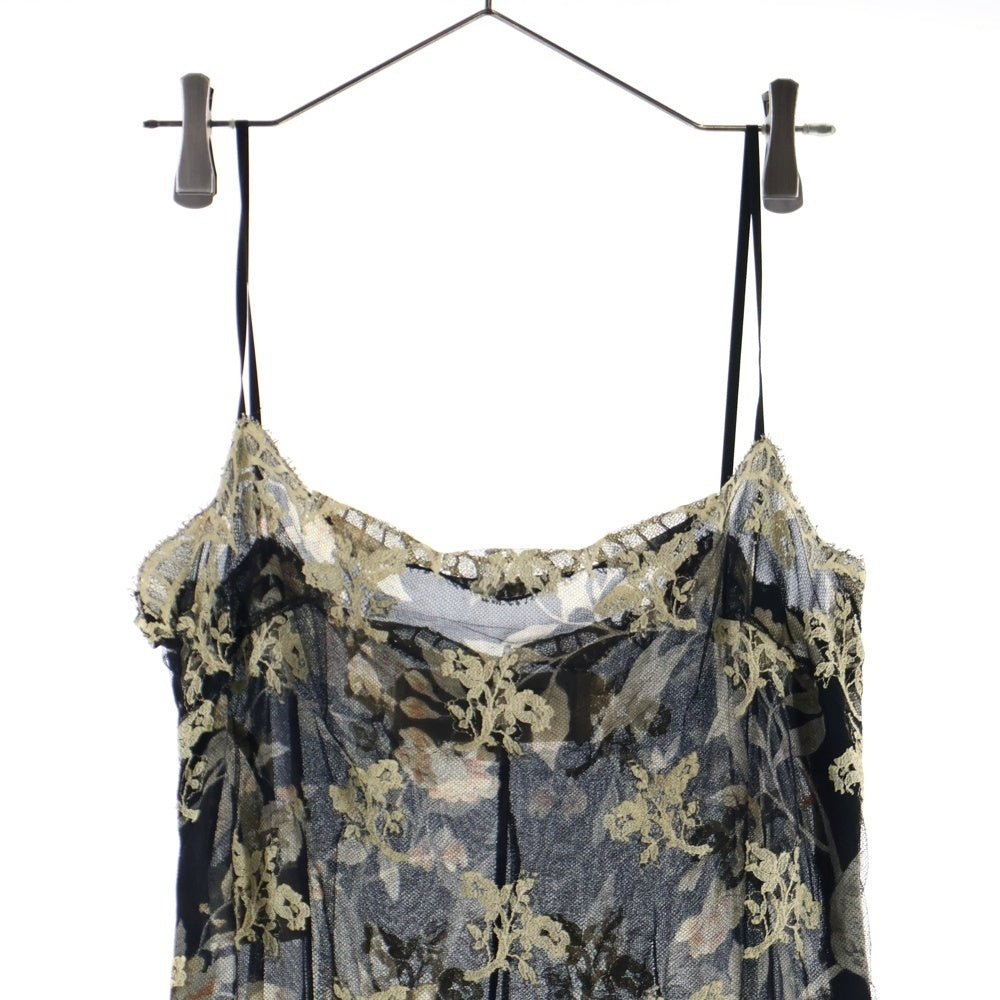 emanuel ungaro(ユーバイ ウンガロ) 花柄 キャミシアーワンピース ブラック