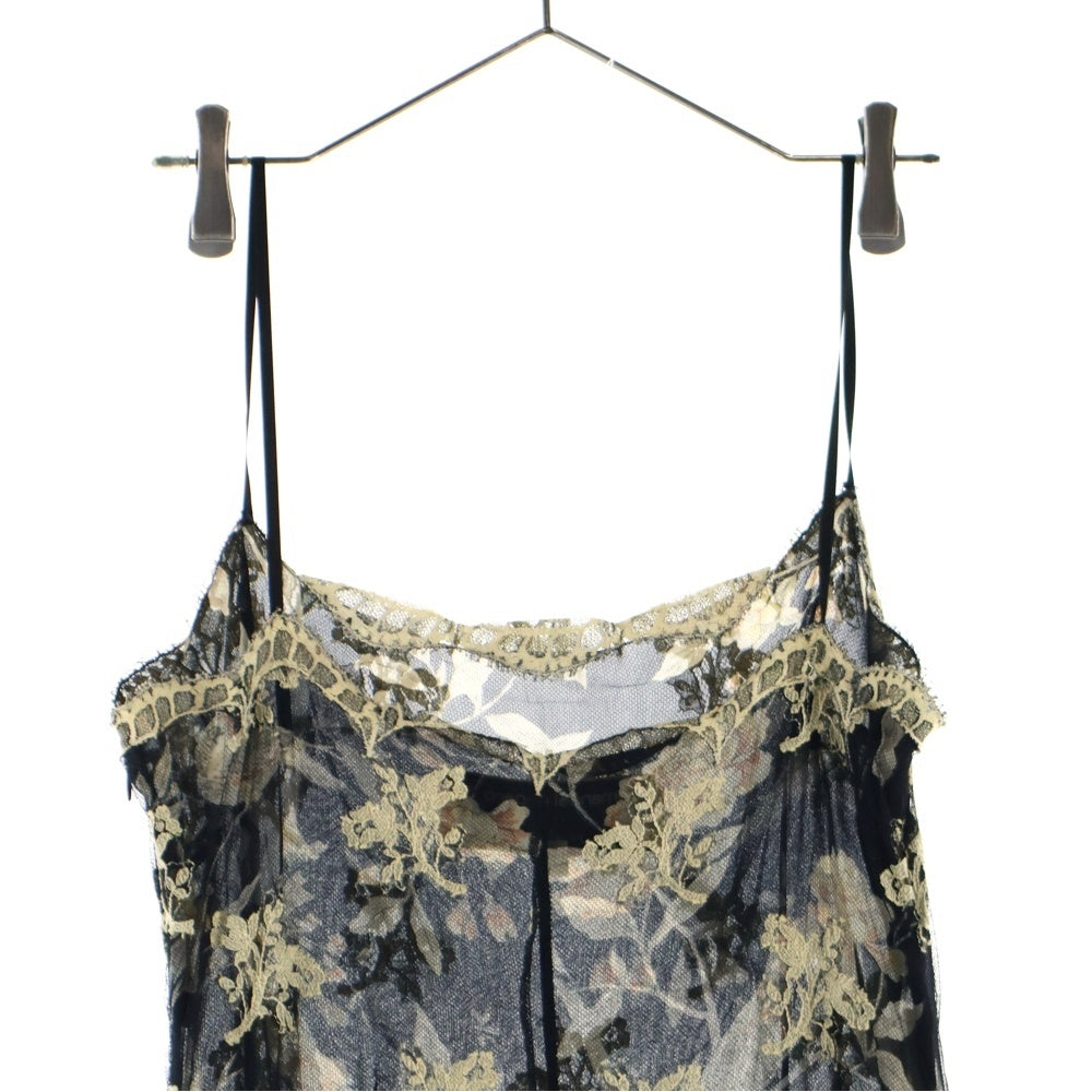 emanuel ungaro(ユーバイ ウンガロ) 花柄 キャミシアーワンピース ブラック