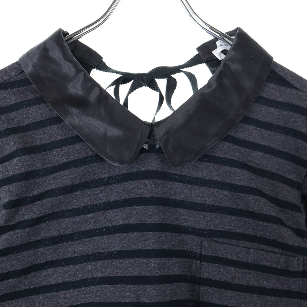 sacai luck(サカイ ラック) ボーダー長袖カットソー ブラック×ダークパープル ♯2 レディース