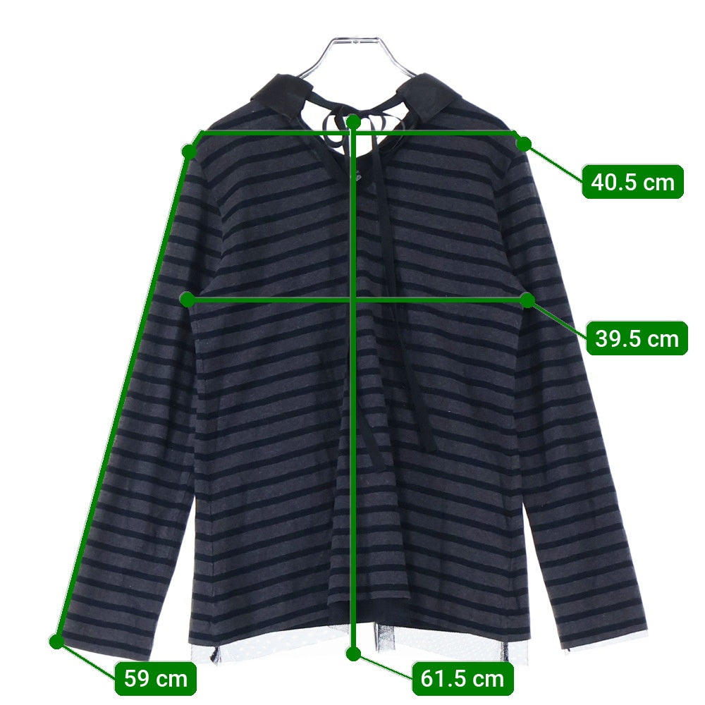 sacai luck(サカイ ラック) ボーダー長袖カットソー ブラック×ダークパープル ♯2 レディース