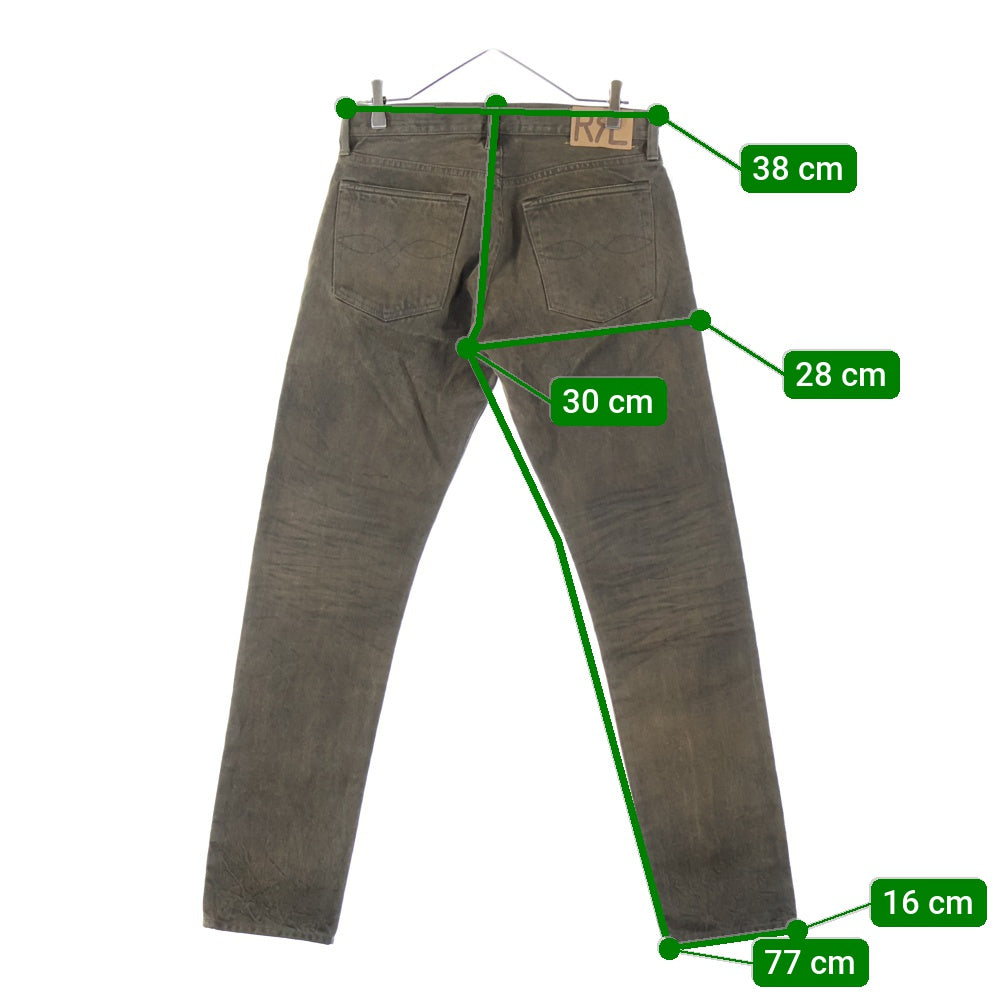 RRL(ダブルアールエル) スリムフィット デニムパンツ ブラウンウォッシュ カーキ コットン 782820976001