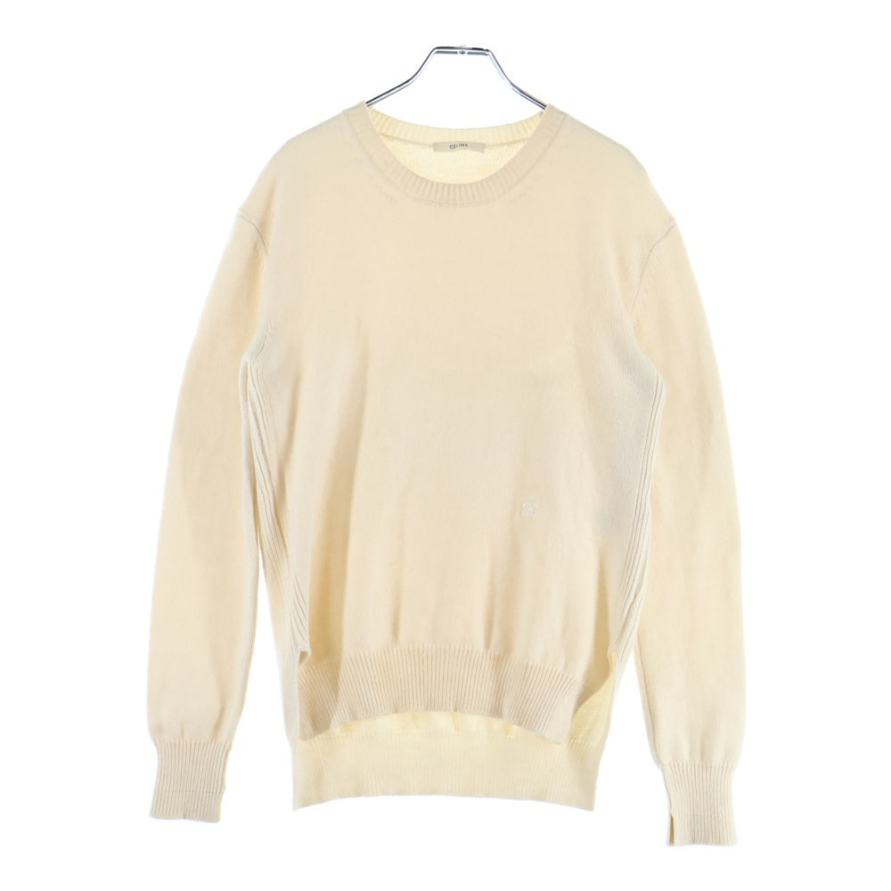 CELINE(セリーヌ) トリオンフ ロゴ刺繍 クルーネックカシミヤ長袖セーター ニット ベージュ