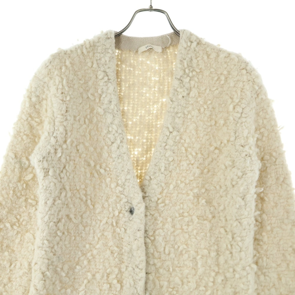 CELINE(セリーヌ) PVCレザーポケット ウールロングカーディガン