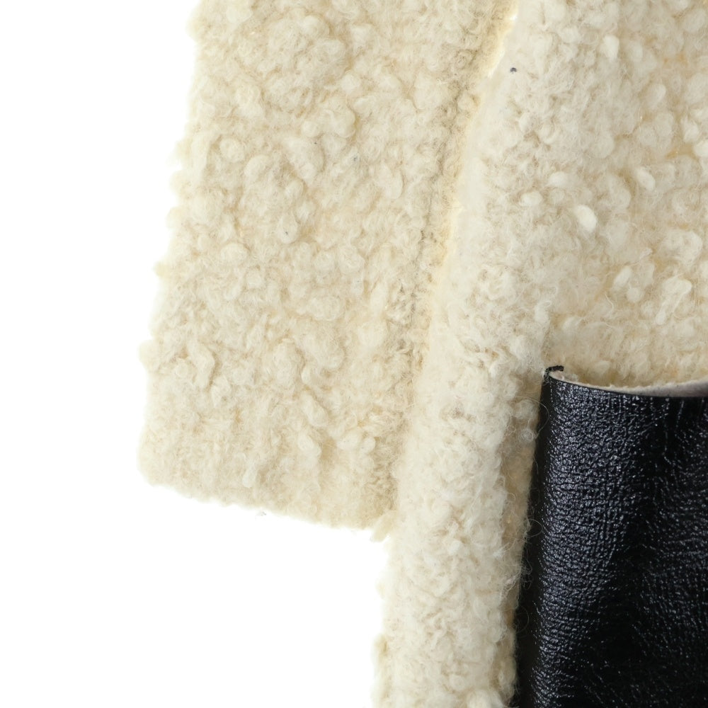 CELINE(セリーヌ) PVCレザーポケット ウールロングカーディガン ベージュ レディース