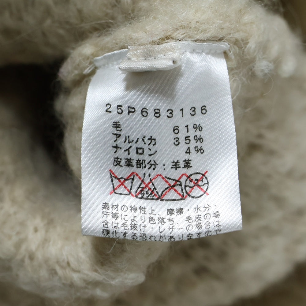 CELINE(セリーヌ) PVCレザーポケット ウールロングカーディガン ベージュ レディース