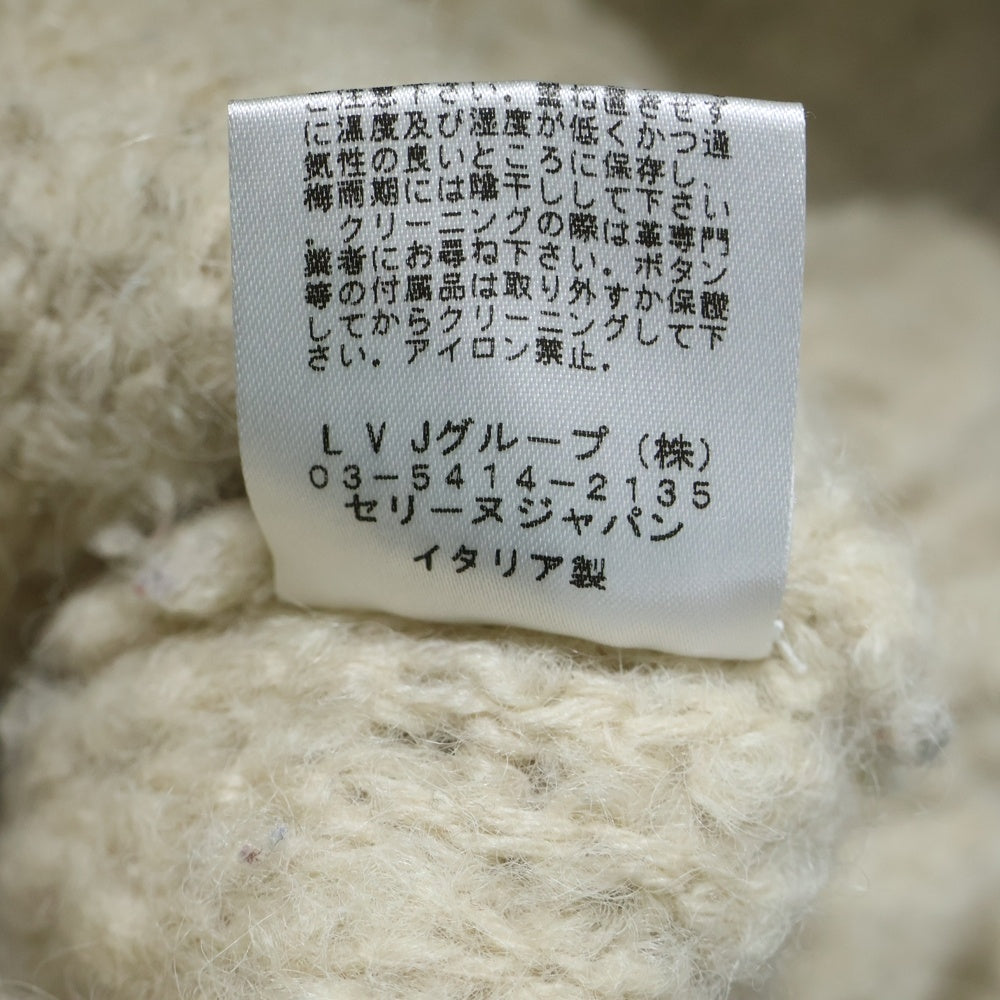 CELINE(セリーヌ) PVCレザーポケット ウールロングカーディガン ベージュ レディース