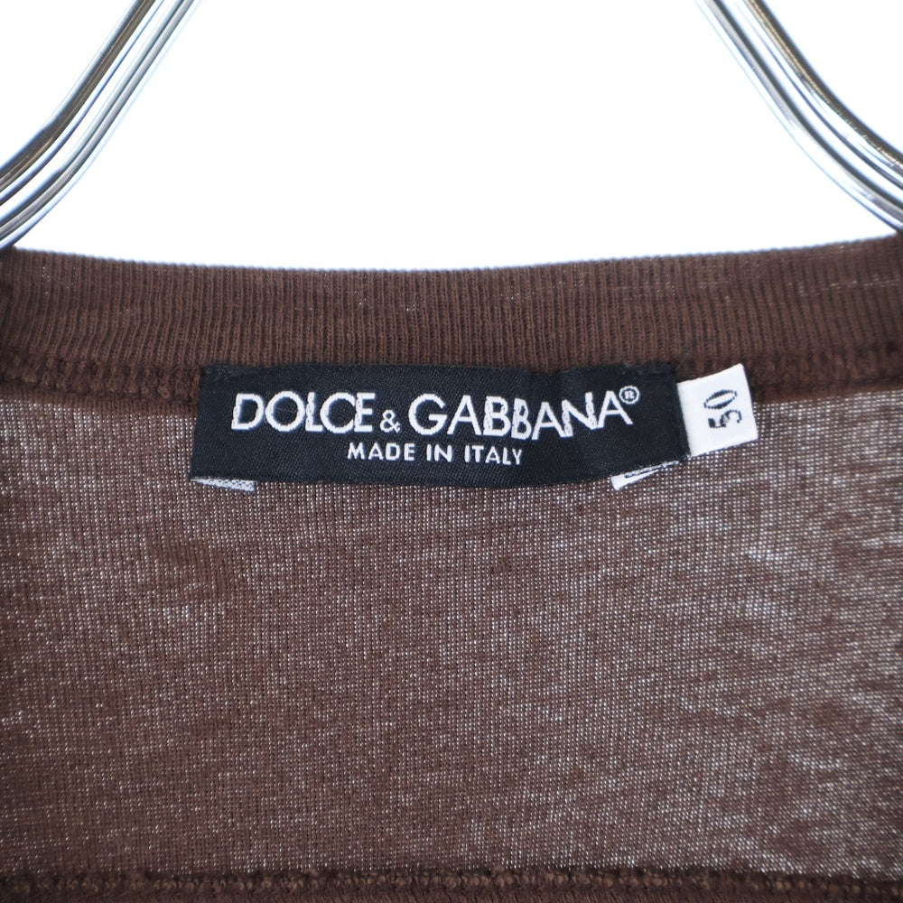 DOLCE & GABBANA(ドルチェアンドガッバーナ) ヘンリーネック半袖シャツ ブラウン