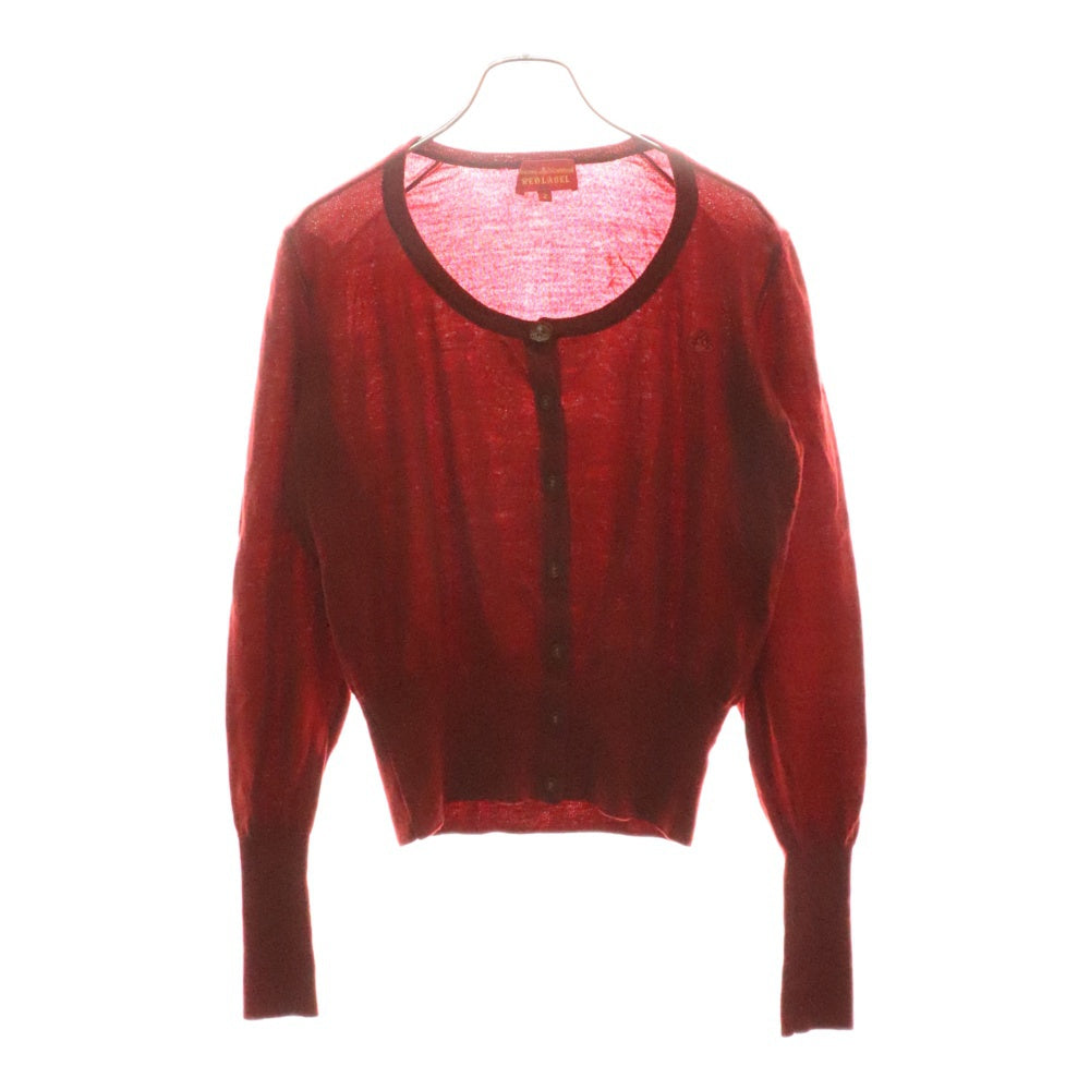 Vivienne Westwood Red Label(ヴィヴィアンウエストウッドレッドレーベル) ロゴ刺繍 クルーネックウール長袖カーディガン レッド