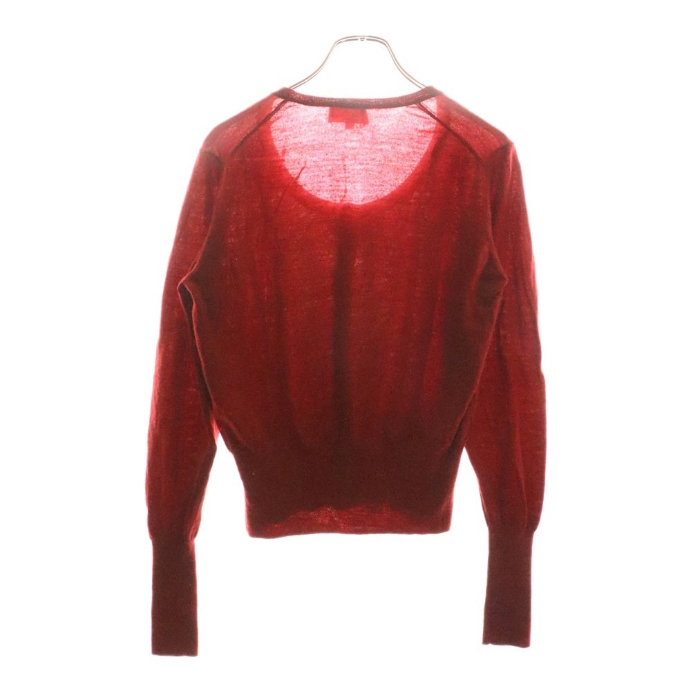 Vivienne Westwood Red Label(ヴィヴィアンウエストウッドレッドレーベル) ロゴ刺繍 クルーネックウール長袖カーディガン レッド