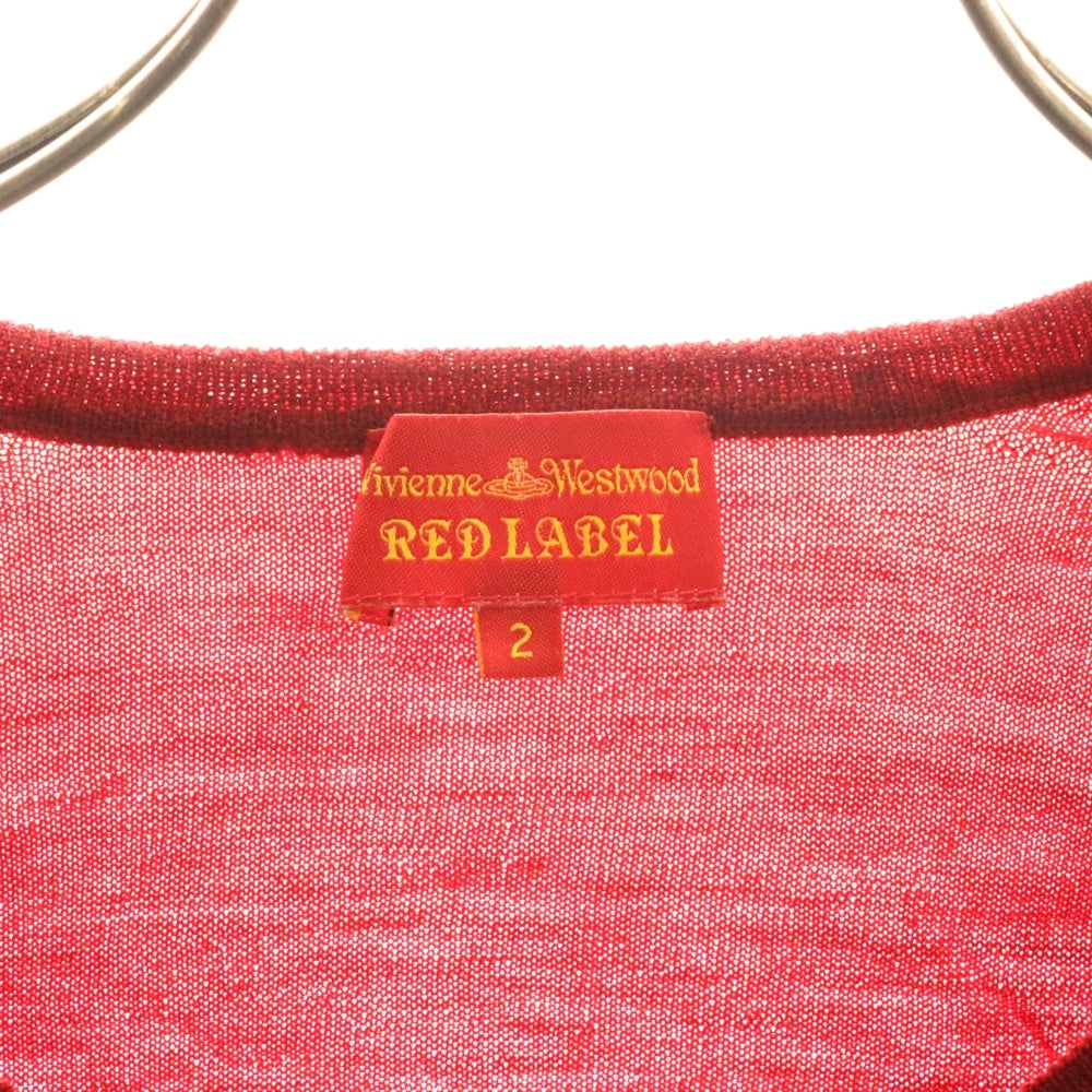 Vivienne Westwood Red Label(ヴィヴィアンウエストウッドレッドレーベル) ロゴ刺繍 クルーネックウール長袖カーディガン レッド