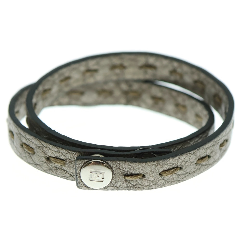 FENDI(フェンディ) セレリア ブレスレット グレー レザー シルバー金具