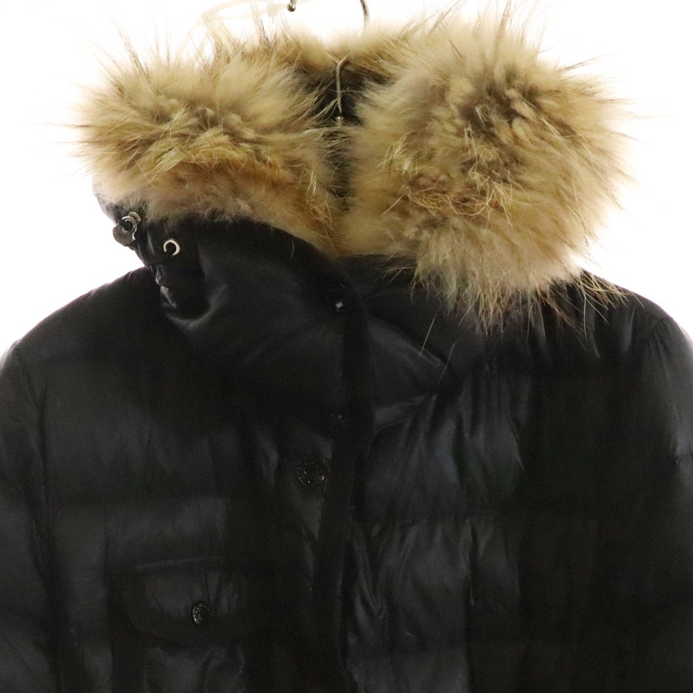 MONCLER(モンクレール) HERMIFUR エルミファー フーデッド ジップアップ ロング ダウン ジャケット コート ブラック レディース 420934995615 53048