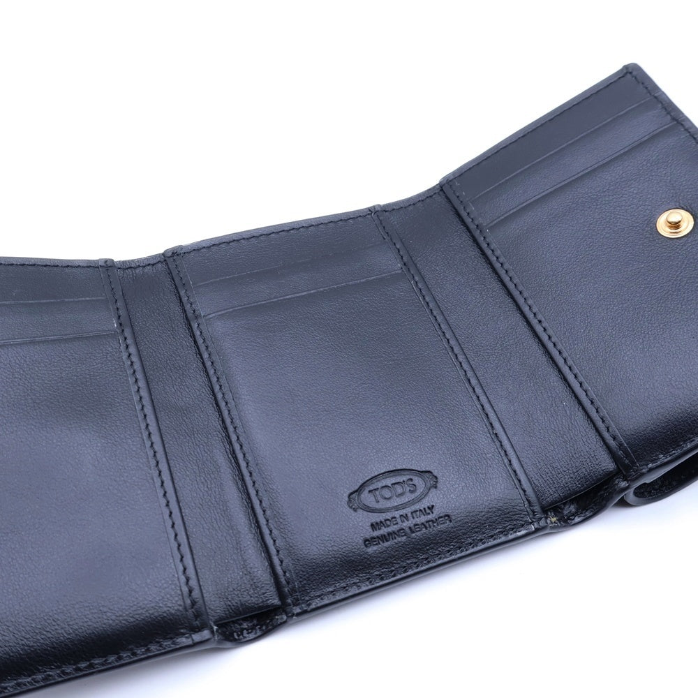 TOD'S(トッズ) Tタイムレス 三つ折り財布 ウォレット ブラック レザー